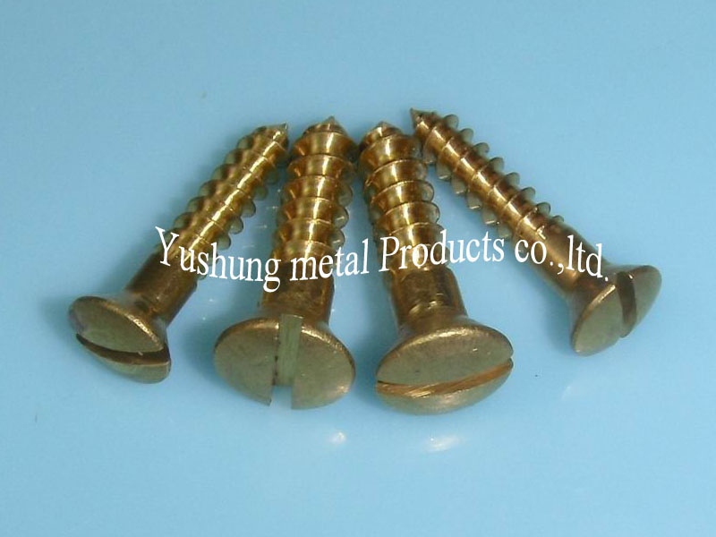 Brass slotted oval head wood screw