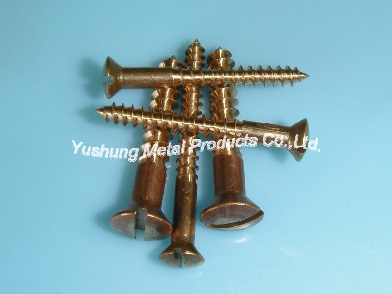 Silicon bronze slotted oval head wood screw
